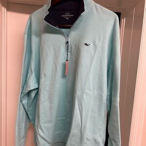 NWT Vineyard Vines men’s jersey 1/4 zip in Pool side.